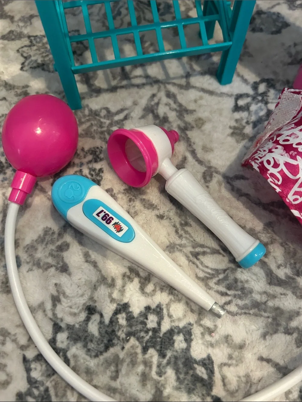 Barbie Pink & Teal grocery stand Play Medical Set with Pink Luggage